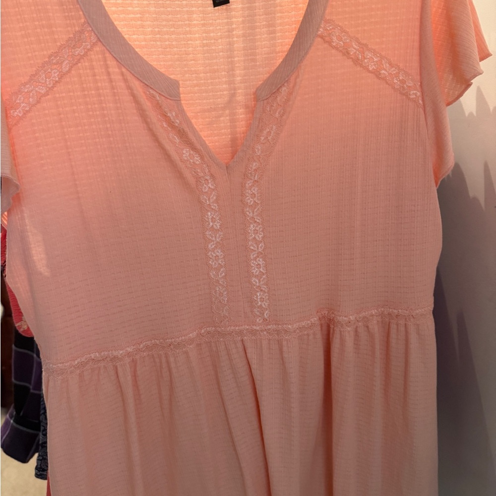 Torrid Soft Pink Lace Detail Blouse